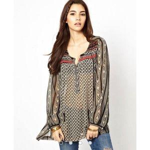 Free People Feather in the Wind tribal print top